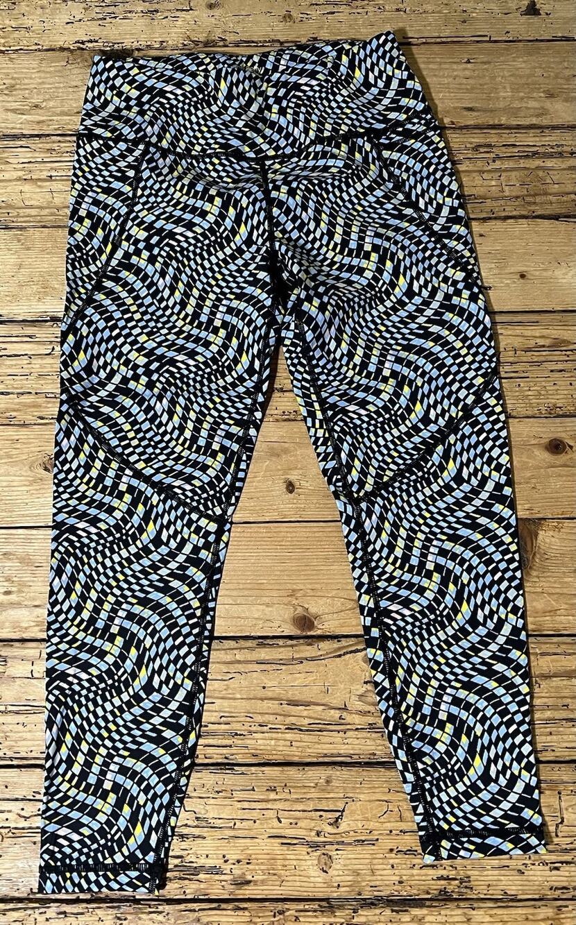 Sweaty Betty Women’s Size 8 Blue Geometric Power 7/8 Leggings EUC